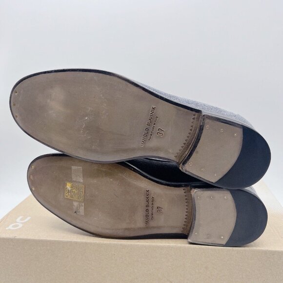 Manolo Blahnik Dineguardo Women’s Flats Loafers Blue Denim EU 37 US 7 - Picture 9 of 11